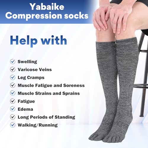 Image of Knee High Compression Socks Coolmax Toe Socks Moisture Wicking Graduated Support for Running,Travel,Flight