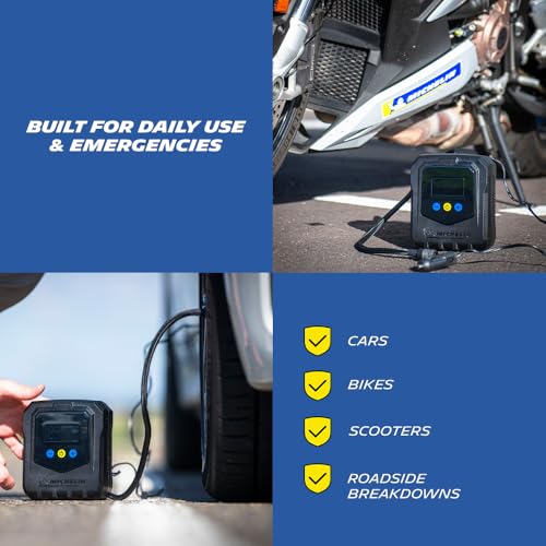 Image of MICHELIN 12V Programmable Digital Micro Tyre Inflator | High-Flow 20L /Min Air Pump with Maximum Pressure of 120 PSI, LED Display & Pre-Set Pressure Function, Auto Shut-Off, Quick Connect Hose