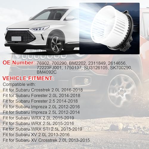 Image of Heater Blower Motor Fan Fits for 2014-2017 Subaru Forester | 2012-2016 Subaru Impreza, 2013-2015 Subaru XV Crosstrek Replace 700290 75081 72223-FJ001
