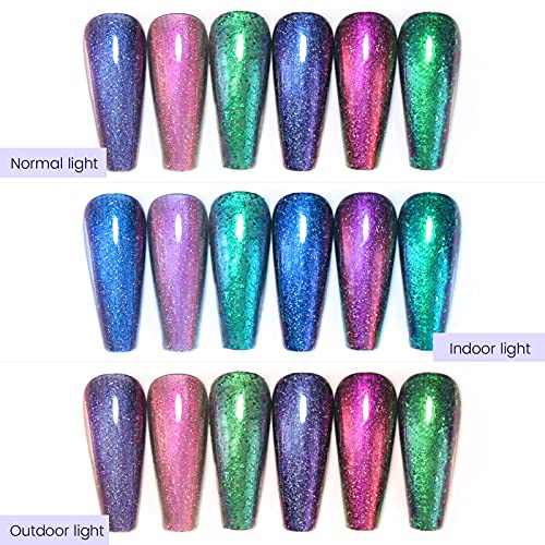 BORN PRETTY Chamäleon Nagellack Holographische Chamäleon-Pailletten Schwarze dunkle Orchidee Serie Nail Art Lacksets – Bild 5