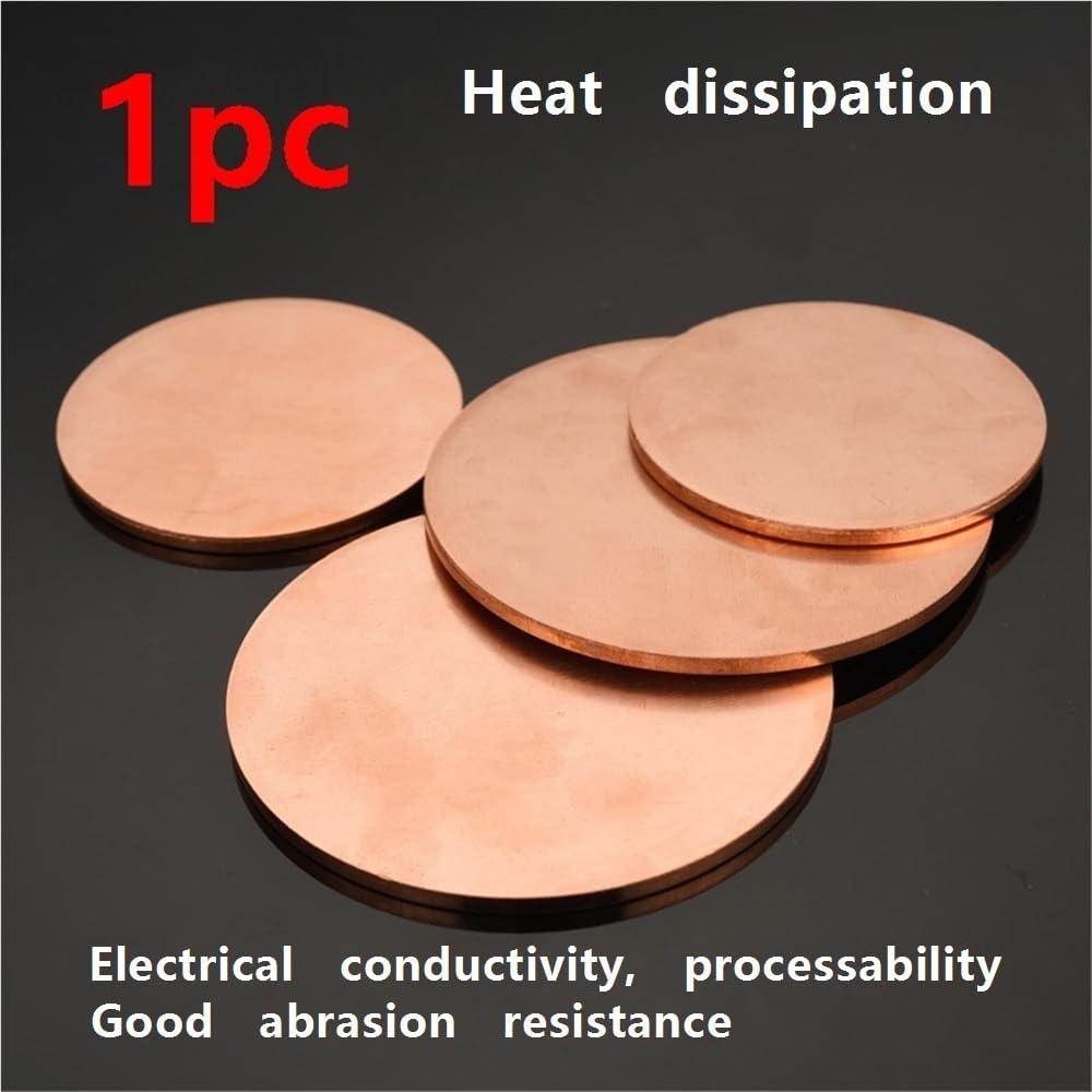 Placa redonda de metal de cobre puro, disco de cobre T2, disipador de calor, espesor de 0,5 mm a 6 mm.(250x2mm)