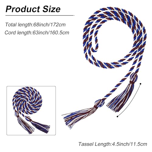 Image of GraduationMall Graduation Honor Cord 68 inch MaroonRoyalWhite