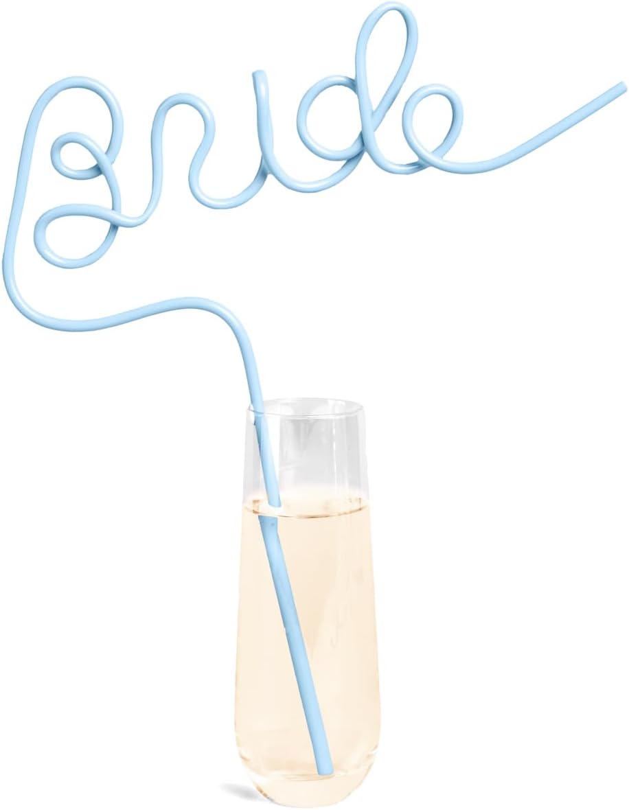 xo, Fetti Blue Bride XL Straw | Bachelorette Party Decorations, Something Blue, Bridal Shower Supplies, Bride to Be Gift, Party Drinkware