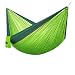 G4Free Double Camping Hammock - Portable High Strength Hammock - Lightweight Blend Color Nylon Fabric Parachute for Outdoor. Hammock Straps & Steel Carabiners include(Dark Green/Bright Green)
