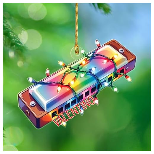 Adorno con forma musical de armónica, adornos acrílicos personalizados para instrumentistas 2025, adorno de Navidad armónica, regalos para amantes de los instrumentos, nombre personalizado, recuerdo