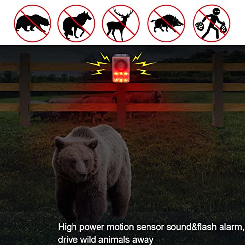 Lafeina Solar Sound & Strobe Light Alarm Motion Detector, Gunshot & Dog Barking & Recording, Record 20S Custom Message Siren Security Alert System For Farm Barn Villa (1) #TOP3