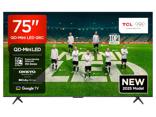 TCL 75 Zoll 75Q6C QLED Mini LED Fernseher, 4K HDR Premium, Dolby Vision IQ & Atmos, Onkyo 2.1, Smart Google TV, Game Master, 144Hz Motion Clarity Pro, AMD FreeSync Premium Pro, HDMI 2.1, AirPlay 2 TCL 75 Zoll 75Q6C QLED Mini LED Fernseher, 4K HDR Premium, Dolby Vision IQ & Atmos, Onkyo 2.1, Smart Google TV, Game Master, 144Hz Motion Clarity Pro, AMD FreeSync Premium Pro, HDMI 2.1, AirPlay 2