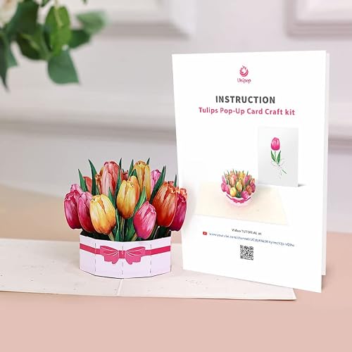 Unipop Tulips Pop Up Card Making Kit, Die Cuts For Card Making, Thank You Greeting Card Making Kit, Diy Birthday Card Making For Women, Pop Up Craft Kit #TOP7