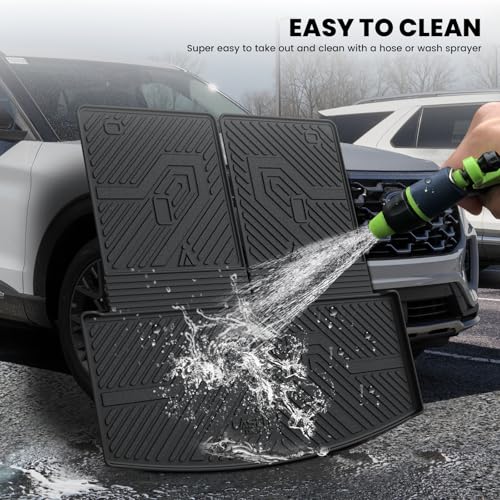 Image of LASFIT Cargo Mat for Ford Explorer 2020-2025 2026 Trunk & Backrest Liner | Custom Fit All Weather Protector Split Design Easy Installation Wash Trunk with Seatback Mat SUV Car Accessories, 1pc Black