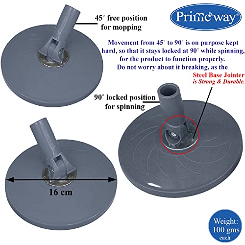 Image of Primeway SS Spin Floor Mop 127cm Length Extendable Handle Stick Rod | Floor Cleaning Replacement Set | Handle + Disc + 115g Refill | Grey