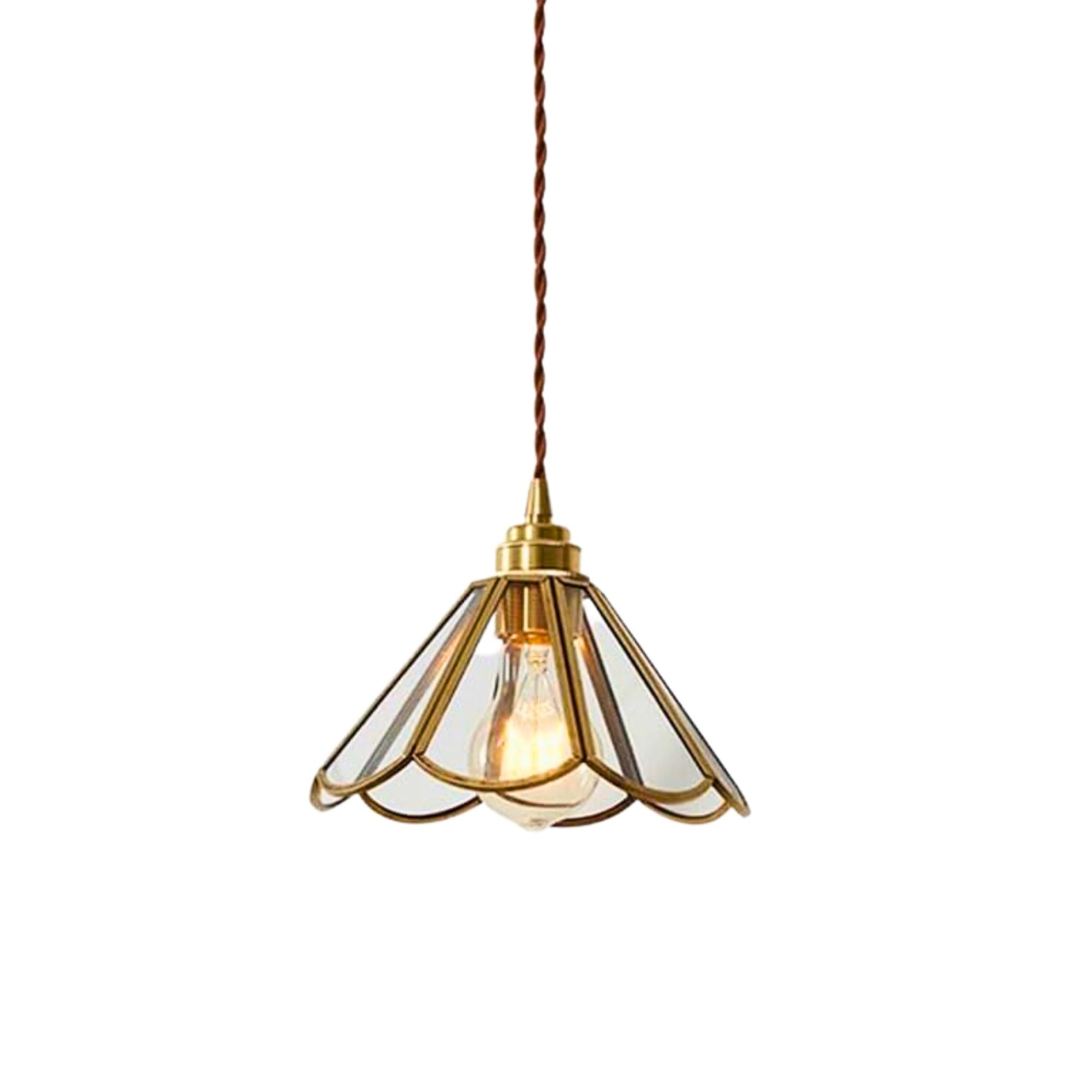 Mossodor Gold Industrial Flower-Drop Cone Handcrafted Vintage Pendant Light Ambient Lighting E27 Bulb Filament Bulb (Included) Floral Romantic Iron Lining