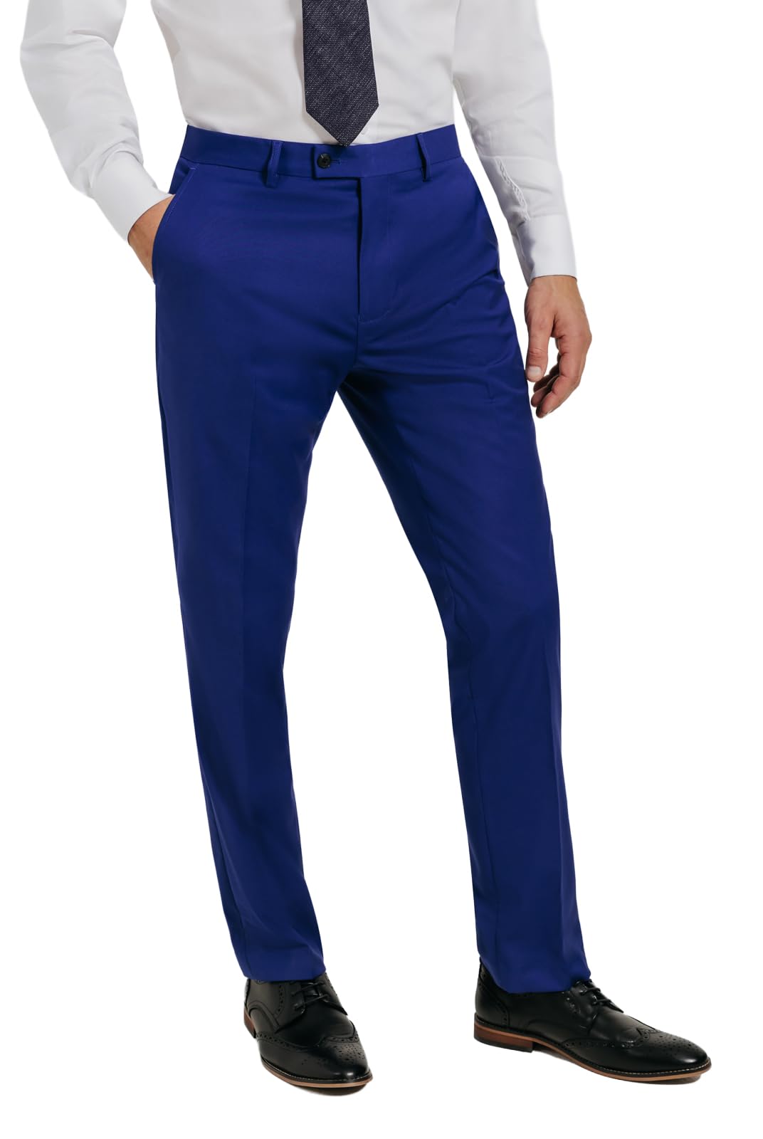 Dobell Men's Bright Blue Suit Trousers Regular Fit-46R