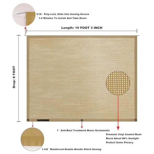Image of RV Awning Mesh Sun Shade Screen for Motorhome Camper Trailer Sunshade