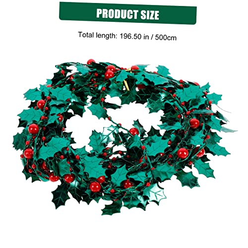 Cabilock Christmas Tree Tinsel Garland Green Leaf Decorations 5m Roll Christmas Tinsel DIY Craft