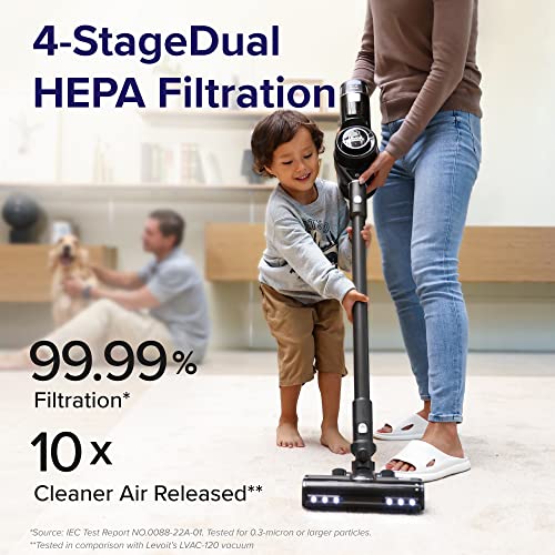 Levoit Cordless Vacuum Cleaner, 400W Motor Stick Vac With Powerful Suction And Auto Mode, Up To 40 Minutes Runtime, 4-Stage Hepa Filter, Deep Clean Carpet, Hard Floor, Pet Hair, Grey #TOP3