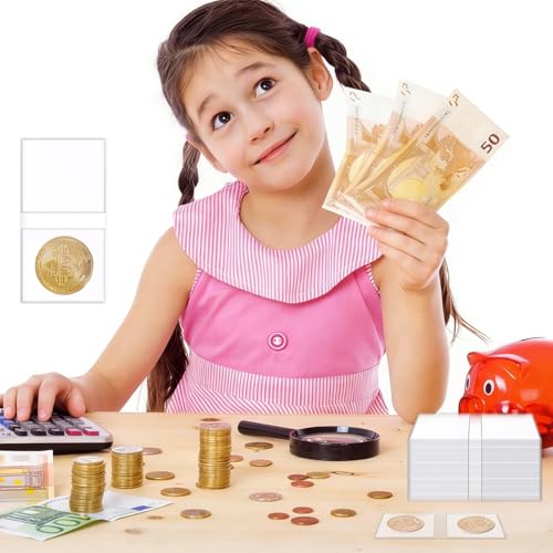 200 piezas fundas dobles para monedas 2.5 x 2.5 pulgadas miniatura 4