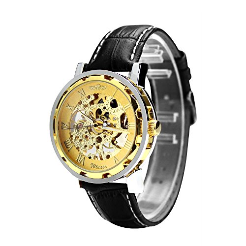 Winner T037 - Reloj para Hombres, Correa de Cuero Color Negro