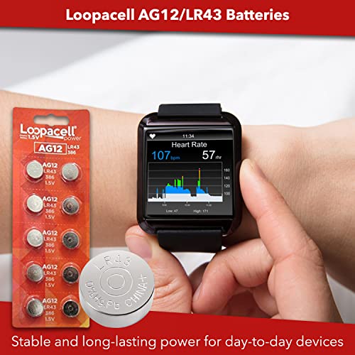 LOOPACELL AG12 LR43 386 SR43 1.5V Alkaline Button Cell Watch Batteries 10 Pack - Thumbnail 2