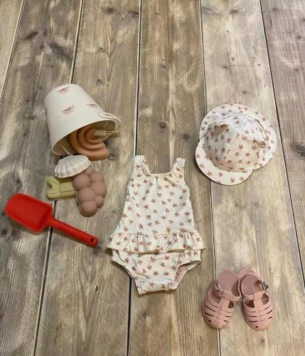 Image of Toddler Girls One Piece Swimsuits Crossback Backless Bathing Suit Whale Dolphin Shark Swimwear with Ruffle Butt UPF50+