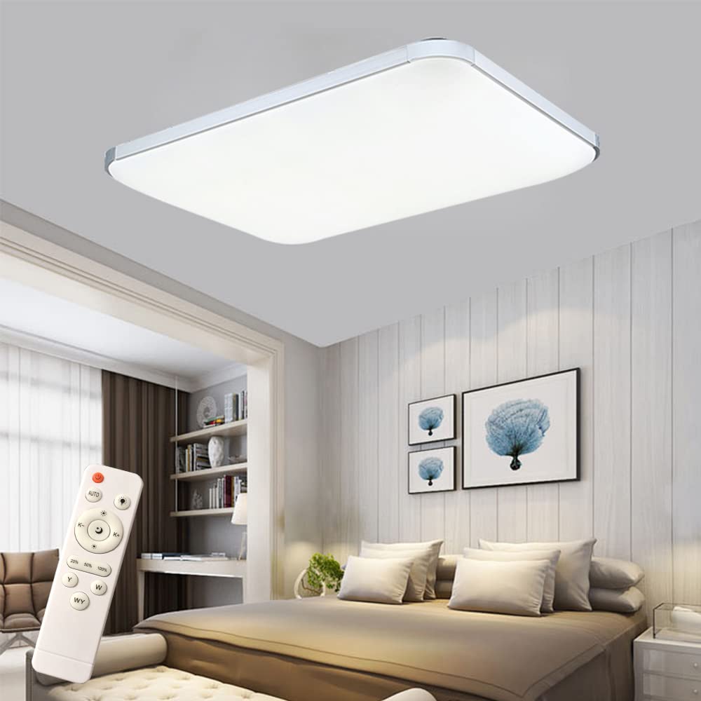 YRHome Lampada da soffitto da 72 W, dimmerabile, moderna, con telecomando, ultra sottile, per corridoio, soggiorno, camera da letto, argento