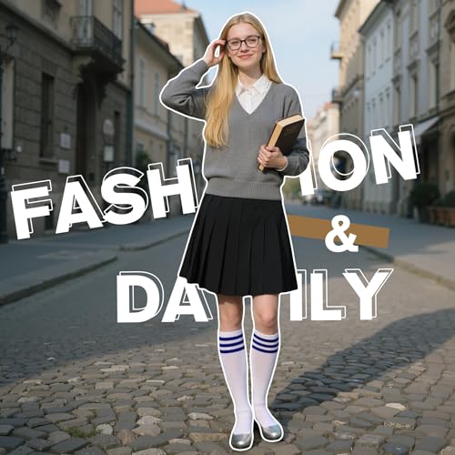 Komorebi Women's Knee High Socks Stripe Athletic Tube Outdoor Sport Socks Thigh High Stockings4