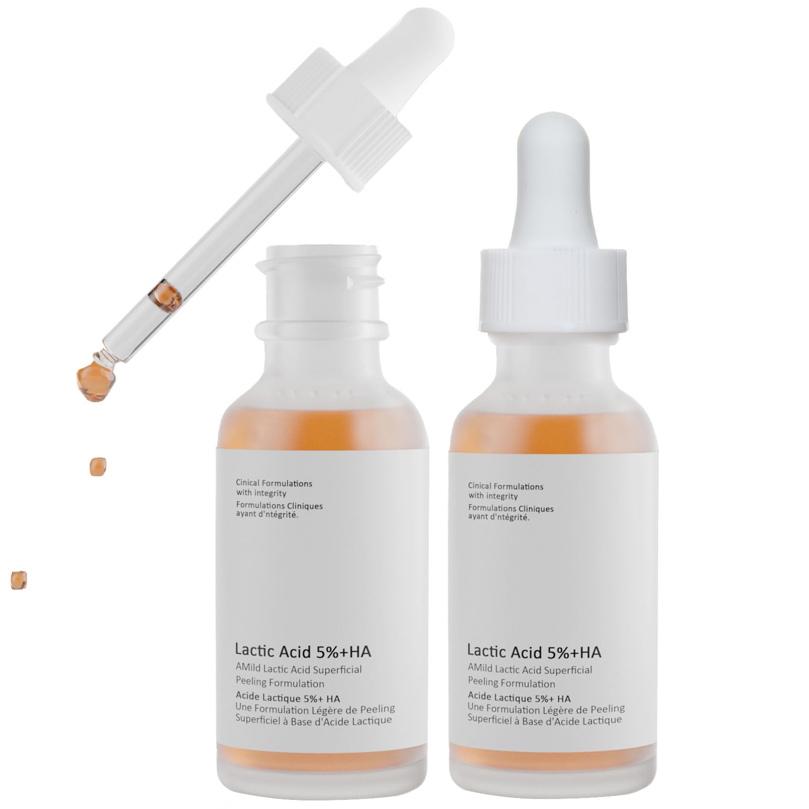 Lactic Acid Serum For Face, 2 PCS Moisturizing Lactic Acid 5% + HA Face Serum For Exfoliating, Dry Skin.