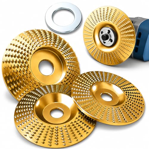 Angle Grinder Polishing Pad Wood Carving Disc Set Tungsten Carbide Grinding Wheel Wood Carving for 4 & 4-1/2 Grinders Woodworking Attachment for Cutting Shaping Sanding (Mix)