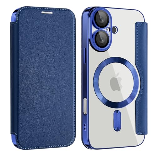 �yRFID �蒠�^ �w�ʓ����z iPhone 16 Plus �݊��i �P�[�X Magsafe�Ή� �J�[�h���[ 3�� �J���������Y �S�ʕی� �X�g���b�v�z�[�� �X�L�~���O�h�~ �A�C�t�H��16�v���X �p �J�o�[ (�u���[)