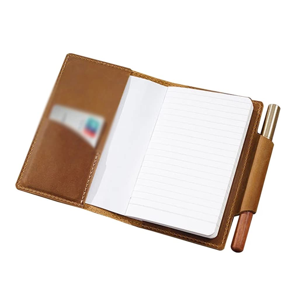 Cuaderno con Cubierta de Cuero Hecho a Mano con portalápices, Bloc de Notas, Material Escolar de Oficina