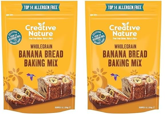 Creative Nature Gluten Free Cake Mix | Banana Bread | Vegan & Free From Baking Mix | Gluten Free, Nut Free, Dairy Free & 100% Allergen Free | 250g (Pack of 2)