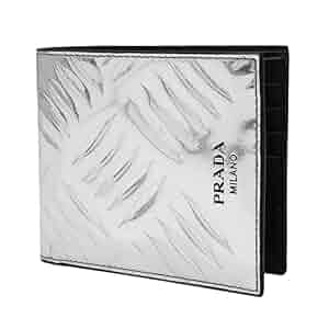 PRADA シルバー レザー 二つ折り財布 プラダ PRADA SAFFIANO METAL 財布 二つ折り L字ファスナー