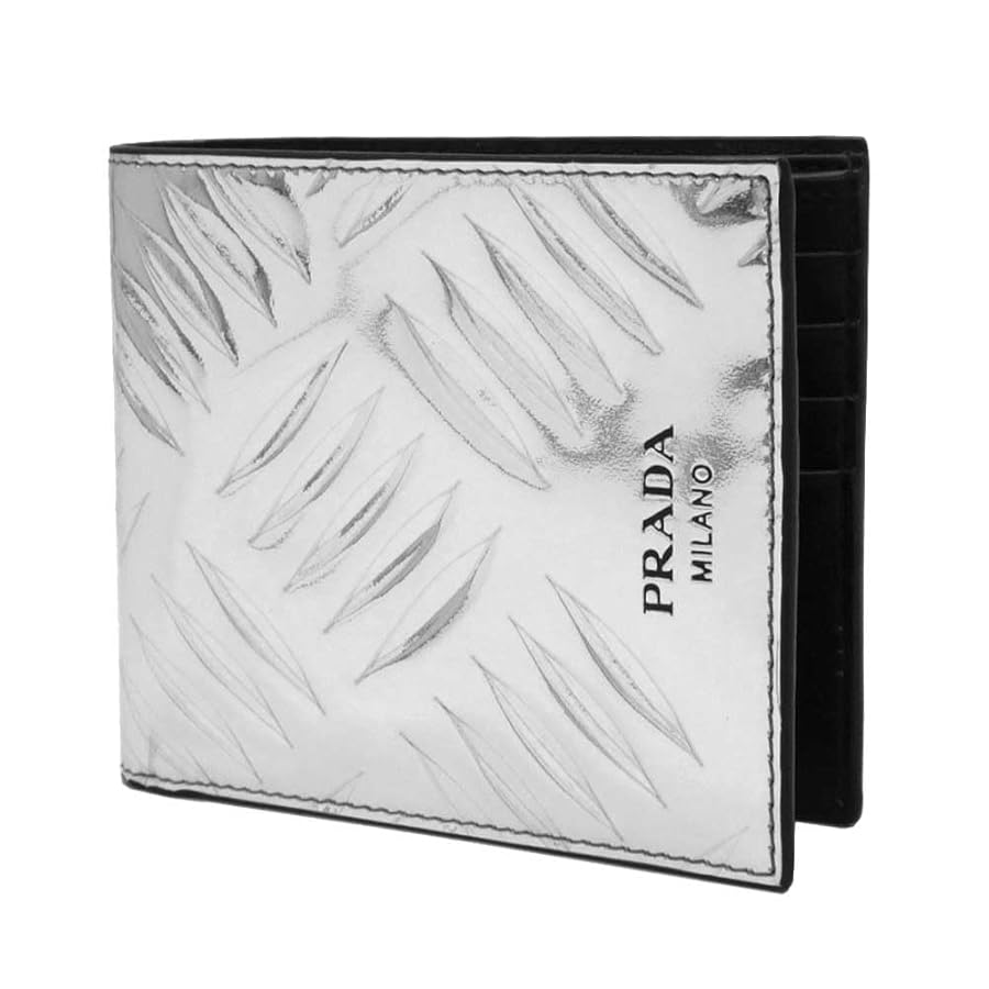PRADA 二つ折り財布 パテントレザー コンパクトウォレット シルバー 極美品 Amazon | [Prada] [プラダ] 財布 二つ折り財布(小銭入れなし