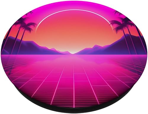 Miniatura 2 de Retrowave 80s Vaporwave Synthwave Sunrise PopSockets Standard PopGrip