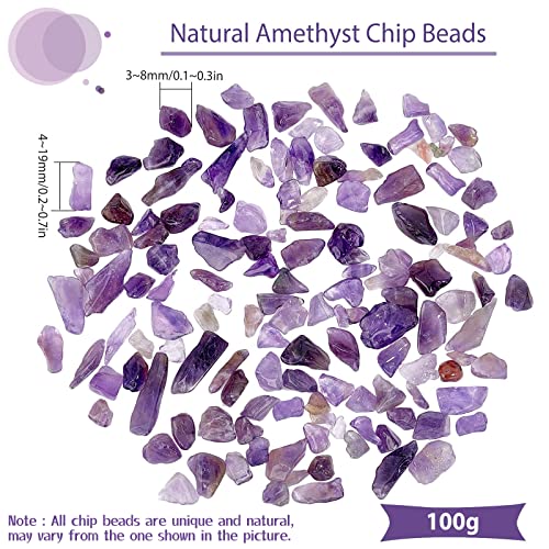 SUNNYCLUE 1 Box 100g Amethyst Chip Beads Chakra Chip Stones Irregular Gemstones Healing Energy Polishing Crystal Chips for Jewellery Making DIY Craft Decoration Bracelet Necklace Supplies Accessories - Image 2