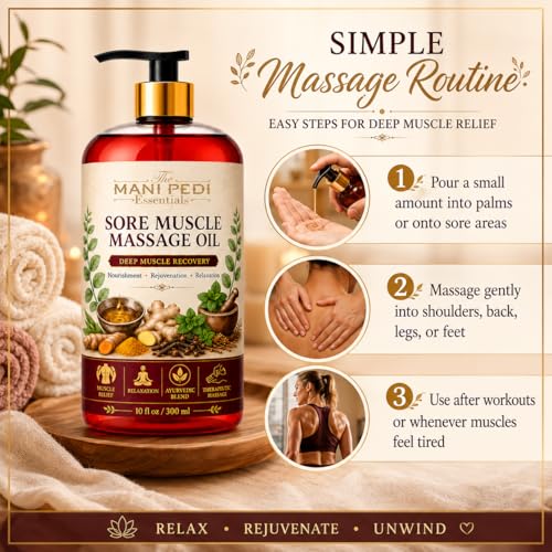 Image of TMPE Sore Muscle Relaxing Massage Oil - Body Massage Oil for Back, Neck & Shoulders | Muscle Relaxing Massage Oil for Post Workout & Recurring Pains | 300ml