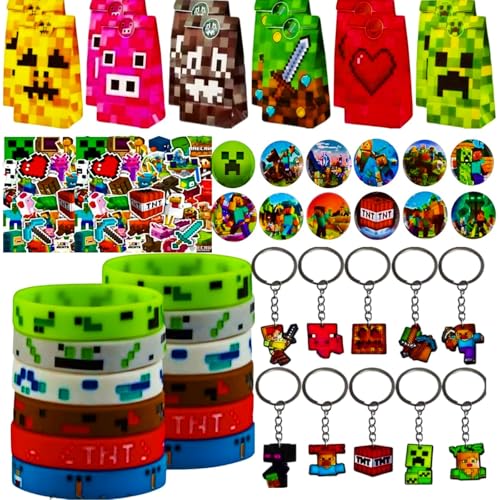 KEVRDRT Videogames de aniversário de presente, decoração de festa temática de jogador mineiro, favores de festa de videojogos, bolsas de aniversário, bolsas de presentes para Kinds (WDSJshouhuanset)