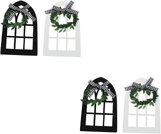 IMIKEYA 4 Peças Moldura De Madeira Decorativa Enfeites Vintage Enfeites Rústicos Moldura De Janela De Fazenda Sinal Gnome Janelas Moldura De Janela Rústica Moldura De Janela De Madeira
