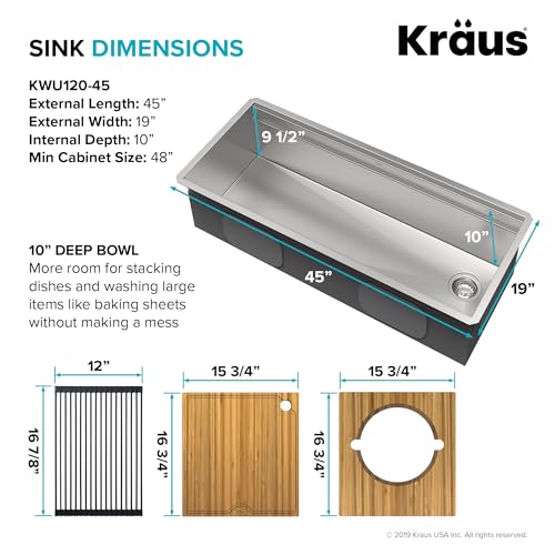 KRAUS-Stainless-Steel-45-in-Undermount-Kitchen-Sink-KWU120-45-16-gauge-TRU16-steel-2-tier-ledge-system-10-accessories-included-cutting-board-bowl-colander-2-racks-2-grids