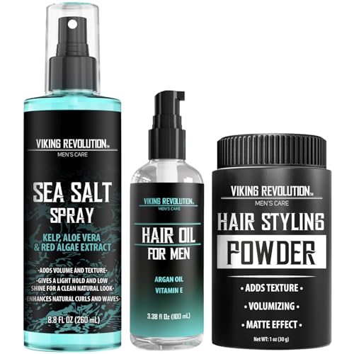 Viking Revolution Sea Salt Spray for Hair Men (8fl oz), Hydrating Hair Oil for Men with Vitamin E...
