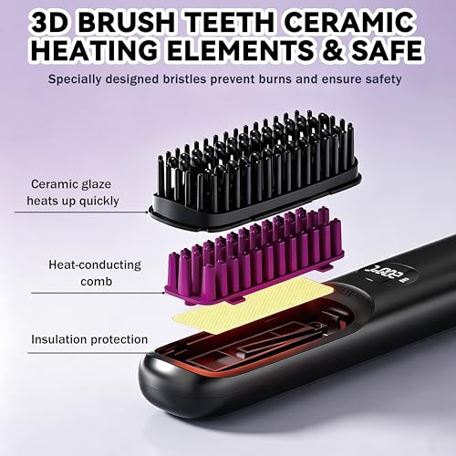 Cepillo alisador inalámbrico para cabello y barba miniatura 5