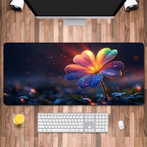 Alfombrilla ratón XXL de 800x400mm con diseño de flores para escritorio de hogar