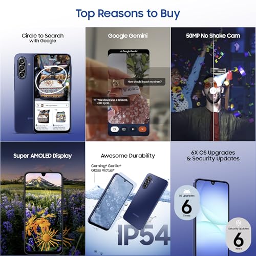 Image of Samsung Galaxy A17 5G (Blue, 6GB RAM, 128GB Storage) | with Travel Adapter | 50 MP No Shake Camera | Gemini Live | Circle to Search | Super AMOLED | Corning Gorilla Glass Victus | 7.5mm Sleek | AI