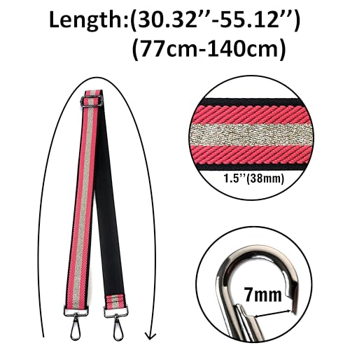 Image of Purse Strap Replacement for Crossbody Bags & Handbags | Premium Webbing with Gunmetal Black Hardware Clip-On Installation Adjustable Length Comfortable Wide Guitar Style Strap
