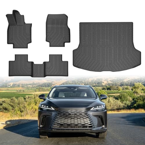 Mixsuper Liner Custom Floor Mats for Lexus RX RX350 RX350h RX500h 2023-2025 2026 Not for RX450h+ PHEV All Weather Trunk Mat and 2 Row Floor Liners Set Black