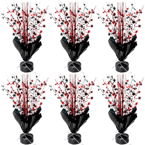 YinNorth 6 Pack Metallic Foil Spray Table Centerpiece Decoration Star Brust Glitter Table Topper Decor for Birthday Circus Casino Graduation Christmas New Year's Eve Party Supplies Red Black