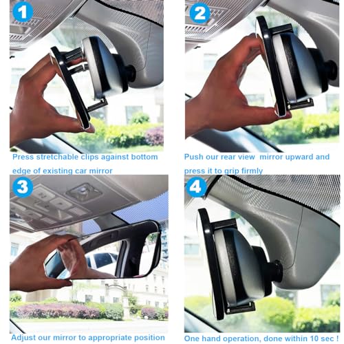 Image of Rear View Mirror, Panoramic Rearview Mirror, Car Interior Clip-On Wide Angle Rear View Mirror to Reduce Blind Spot Effectively for Car SUV Trucks - Convex - (2 Pack Blind Spot Mirror)