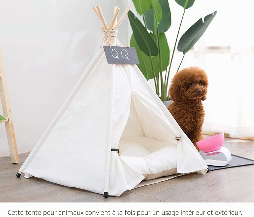 Tente tipi pour animaux de compagnie avec coussin amovible et lavable