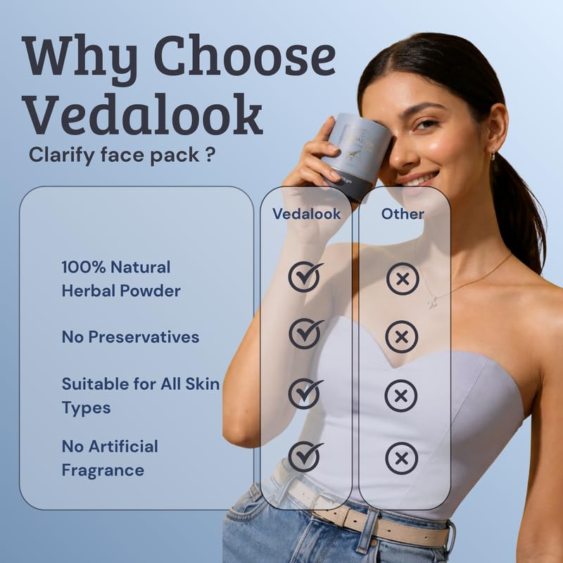 Image of Clarify Face Pack | Multani Mitti Kasturi Haldi Neem Amla Aloe Vera Rose Petal | Skin Cleansing Face Mask for Men & Women | Acne Control and Controls Excess Oil - 100 gm