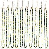 ParsNuntio Jamaica Black Yellow Green Beaded Necklaces Bulk, 10 Pcs