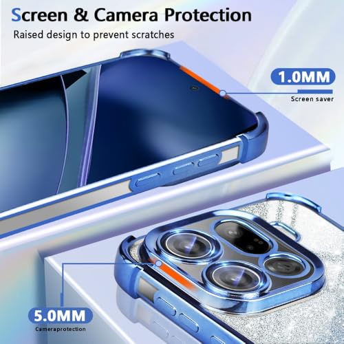 BEEJTUNY Etui do Xiaomi Redmi Note 15 Pro+ Plus/Poco M8 Pro, przezroczyste etui z kartą z brokatem, etui ochronne, odporne na wstrząsy z ochroną soczewek. Niebieski